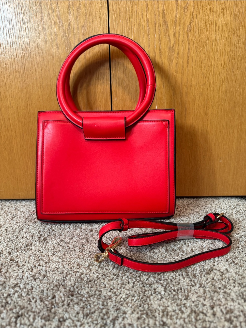 A New Day Red Structured Top-Handle Crossbody Bag